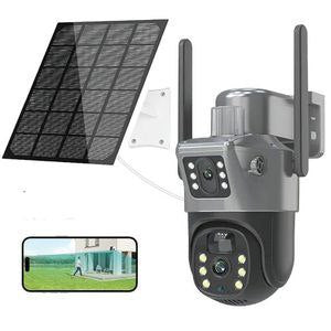 Caméra dôme solaire 360° à triple objectif