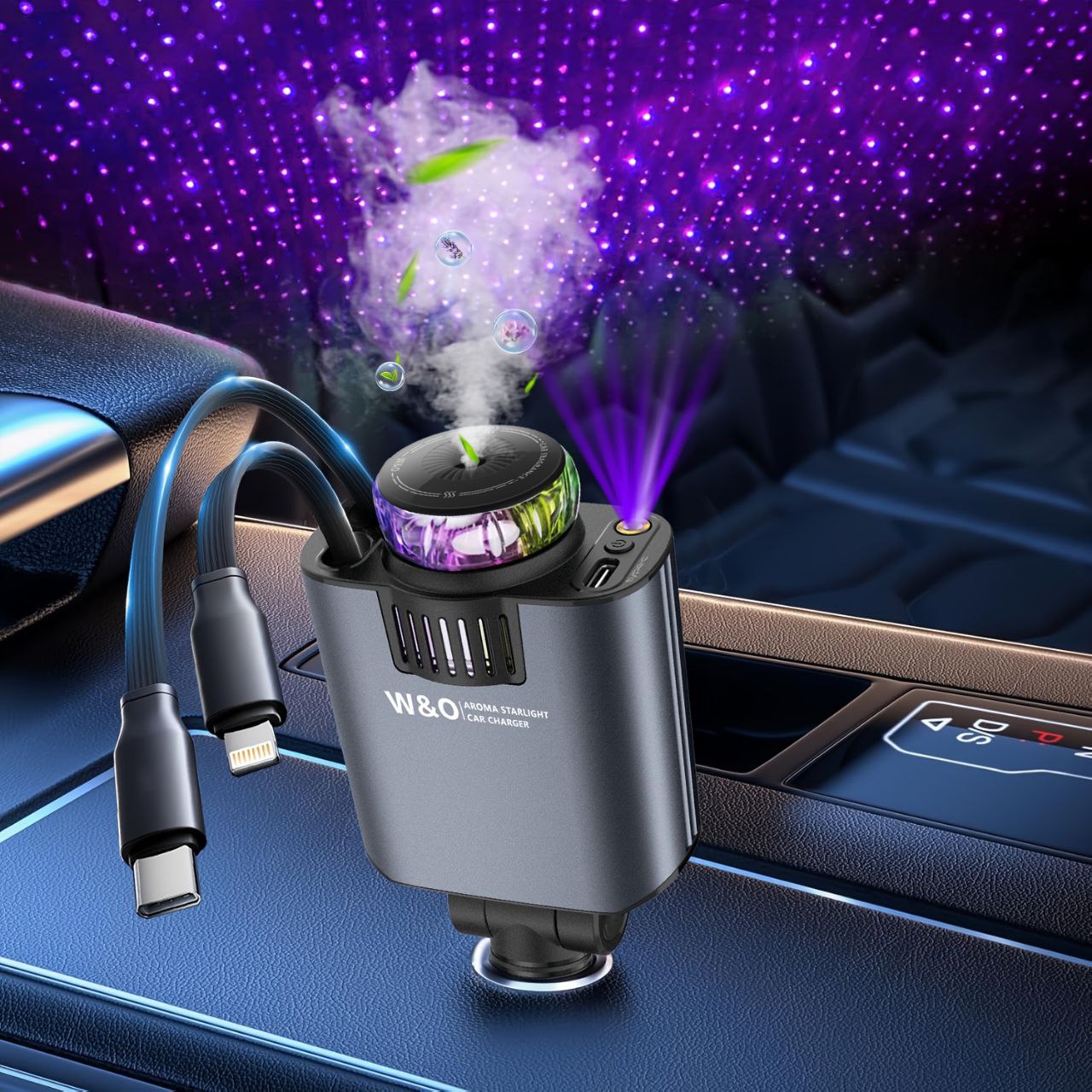 Chargeur de Voiture 5 en 1 avec Diffuseur