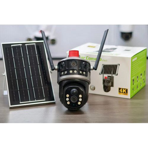 Caméra dôme solaire 360° à triple objectif