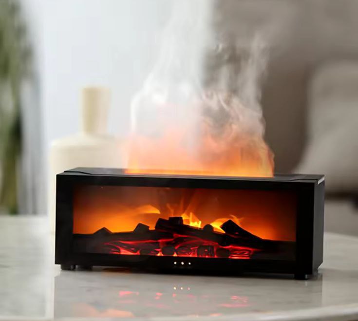 Diffuseur d'Huiles Essentielles 150 ml - Flamme 3D Avec Télécommande, LED 7