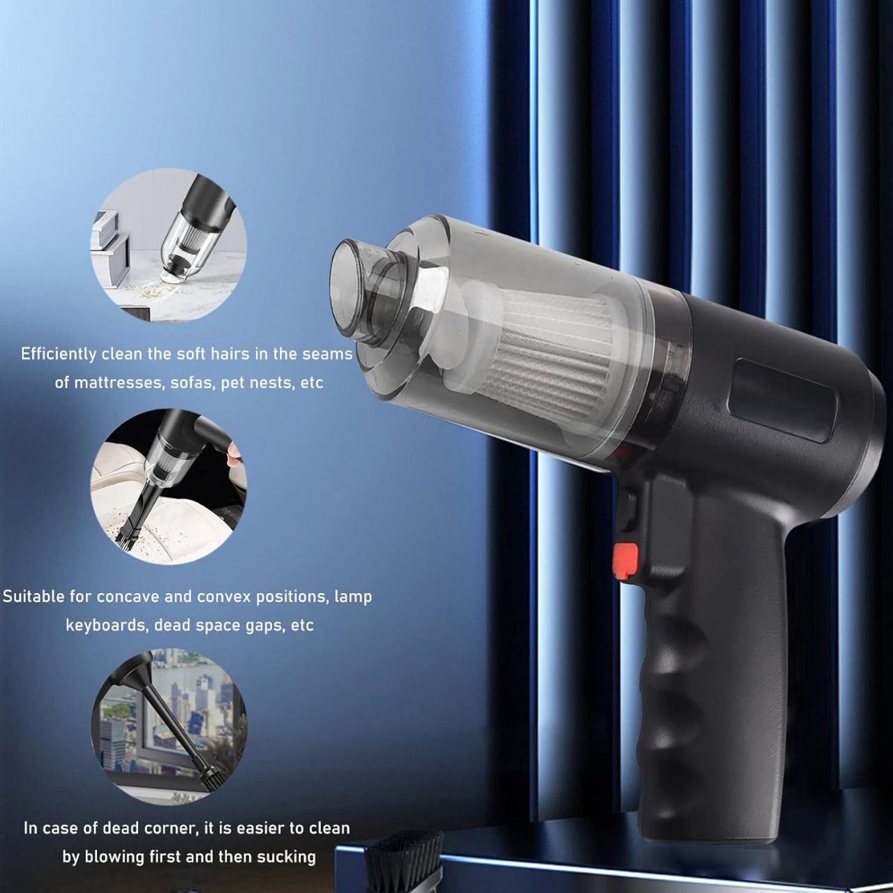 Aspirateur de voiture sans fil, chargeur USB portable 3EN1