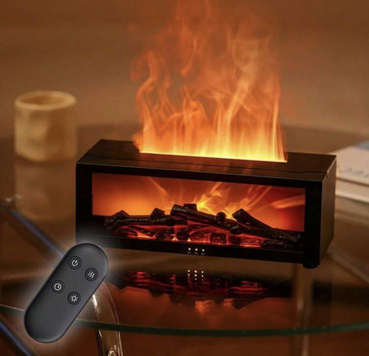 Diffuseur d'Huiles Essentielles 150 ml - Flamme 3D Avec Télécommande, LED 7