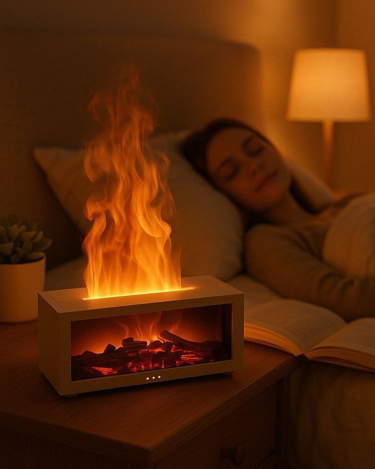 Diffuseur d'Huiles Essentielles 150 ml - Flamme 3D Avec Télécommande, LED 7