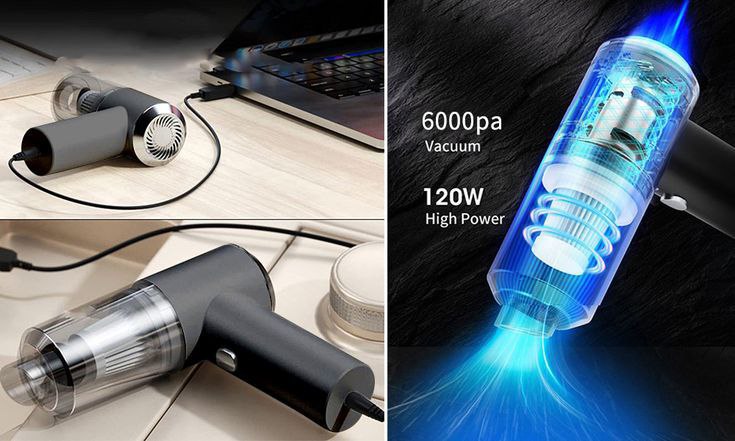 Aspirateur de voiture sans fil, chargeur USB portable 3EN1